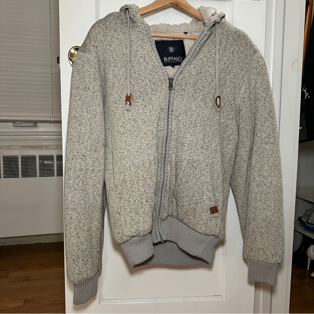 Buffalo David Bitton Light Gray Zip-Up Sweater